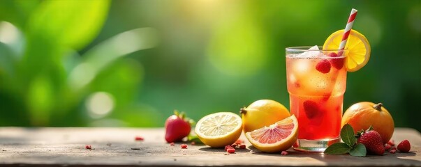 Relaxing summer scene with refreshing drinks, sun-kissed fruits, and lush greenery, perfect for spa-like ambiance and summer pampering , nature, natural, leaves
