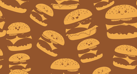 Playful Burger Pattern: Cartoon Fast Food Delight