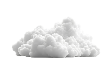 Isolated fluffy white cloud on a transparent background for use in graphic design projects