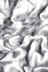 Abstract grayscale image of swirling, flowing lines creating a textured, undulating surface resembling fabric or smoke