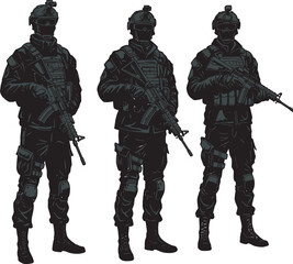 Fototapeta premium Veteran Soldier Vector and silhouette Illustration white color background