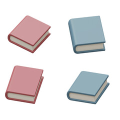 3d icons set of books isolated on white background 