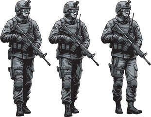 Veteran Soldier Vector and silhouette Illustration white color background