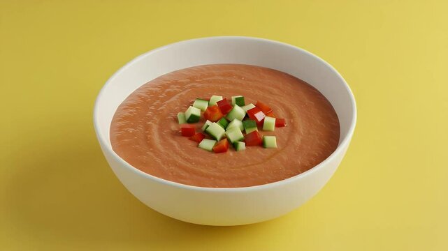 Bowl of gazpacho soup with fresh toppings