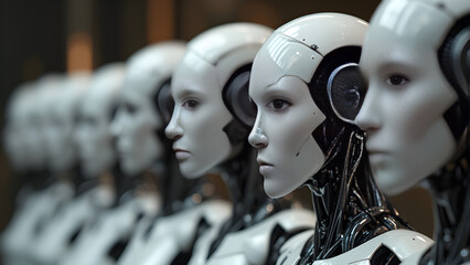 AI robots showing emotions. Ultra-realistic robot portraits. Emotional expressions in AI technology. Captivating AI art with feelings.
