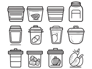 Food Storage Containers Icon Set