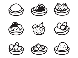 Fruit Tart Minimalist 2D Line Drawing