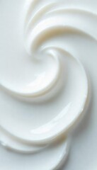 Close-up of a thick, viscous, oily white substance with a glossy sheen, possibly paint, cream, or cosmetic product Texture is smooth, with subtle light reflections , pearlescent, unblemished, viscous