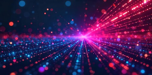 Naklejka premium Intricate laser light show creating abstract patterns and vibrant colors on a dark background Perfect for futuristic, technology, or science-fiction themed projects , lines, digital