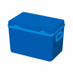 Blue Plastic Storage Container on White Background

