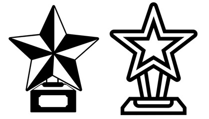 Two Star-Shaped Trophies for Awarding Winners — Celebration of Achievement, Victory Recognition, Success Reward, Professional Accomplishment, Ceremony or Competition Prize

