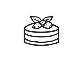 Hazelnut Cake Ultra Minimalist 2D Line Art
