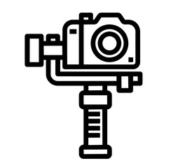 Professional Camera Mounted on Handheld Gimbal Stabilizer – Equipment for Smooth Video Recording, Filmmaking, Content Creation, Vlogging and Cinematic Motion Shots   © OS