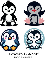 Baby Penguins Logo icon vector .