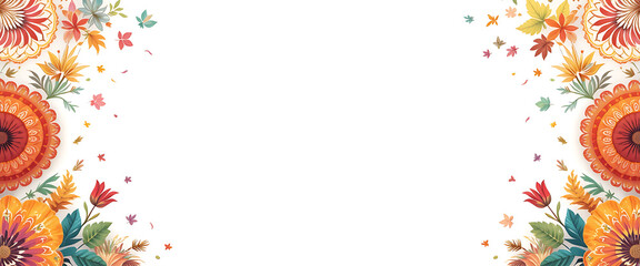 Obraz premium Colorful banner layout with Latin patterns, empty space for text, festive and warm tone