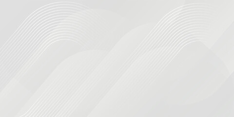 Abstract white glowing geometric lines on gray background. Modern shiny blue circle lines pattern. Futuristic technology concept. Suit for cover, poster, banner, brochure, header. Vector illustration