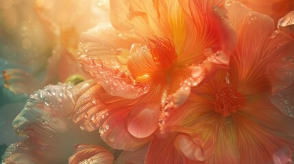 Vibrant flower petals in warm sunlight