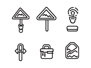 Hiking Trail Sign Minimalist 2D Line Illustration