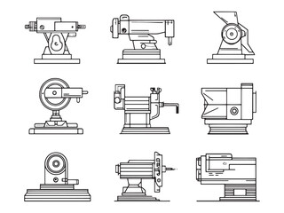 Horizontal Milling Minimalist 2D Line Illustration