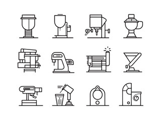 Horizontal Milling Minimalist 2D Line Drawing