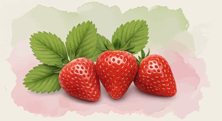 Fresh Strawberries with Leaves

