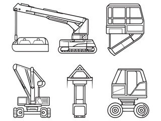 Boom Lift ultra minimalist 2D line art