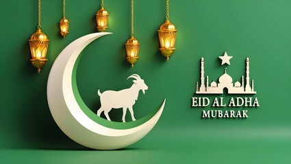 Eid-Al-Adha Mubarak Islamic Festival Background Design Template, lantern ramadan islamic , eid mubarak, eid al adha, banner 