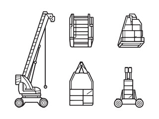 Boom Lift ultra minimalist 2D line art variation