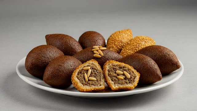 Middle Eastern kibbeh on plate close up