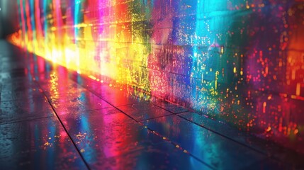 Vibrant Neon Wall Path