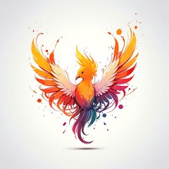 Obraz premium Majestic Phoenix: A vibrant digital painting of a mythical bird