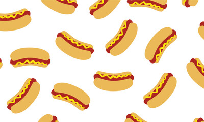 Vector hot dog seamless pattern. Hot dog seamless pattern background great for wallpaper decoration vector illustration