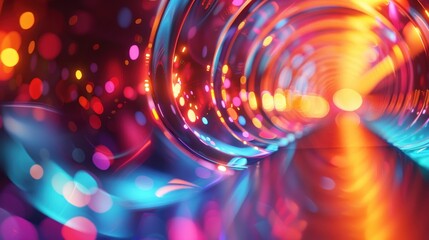 Vibrant tunnel with swirling lights