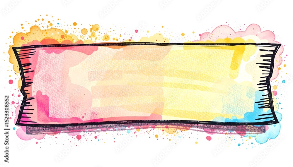 Poster a colorful watercolor banner with a unique hand-drawn design. the banner has a watercolor effect wit