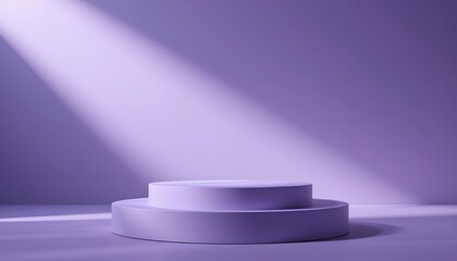 Elegant Lavender Studio Display Platform with Dramatic Lighting Ideal for Product Showcase Mockups and Branding Presentations