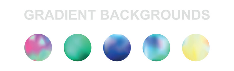 Set of 5 different gradient texture backgrounds - Vector illustration