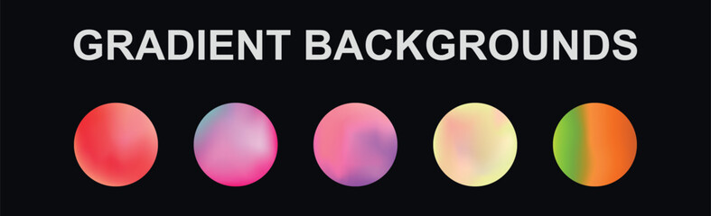 Set of 5 different gradient texture backgrounds - Vector illustration