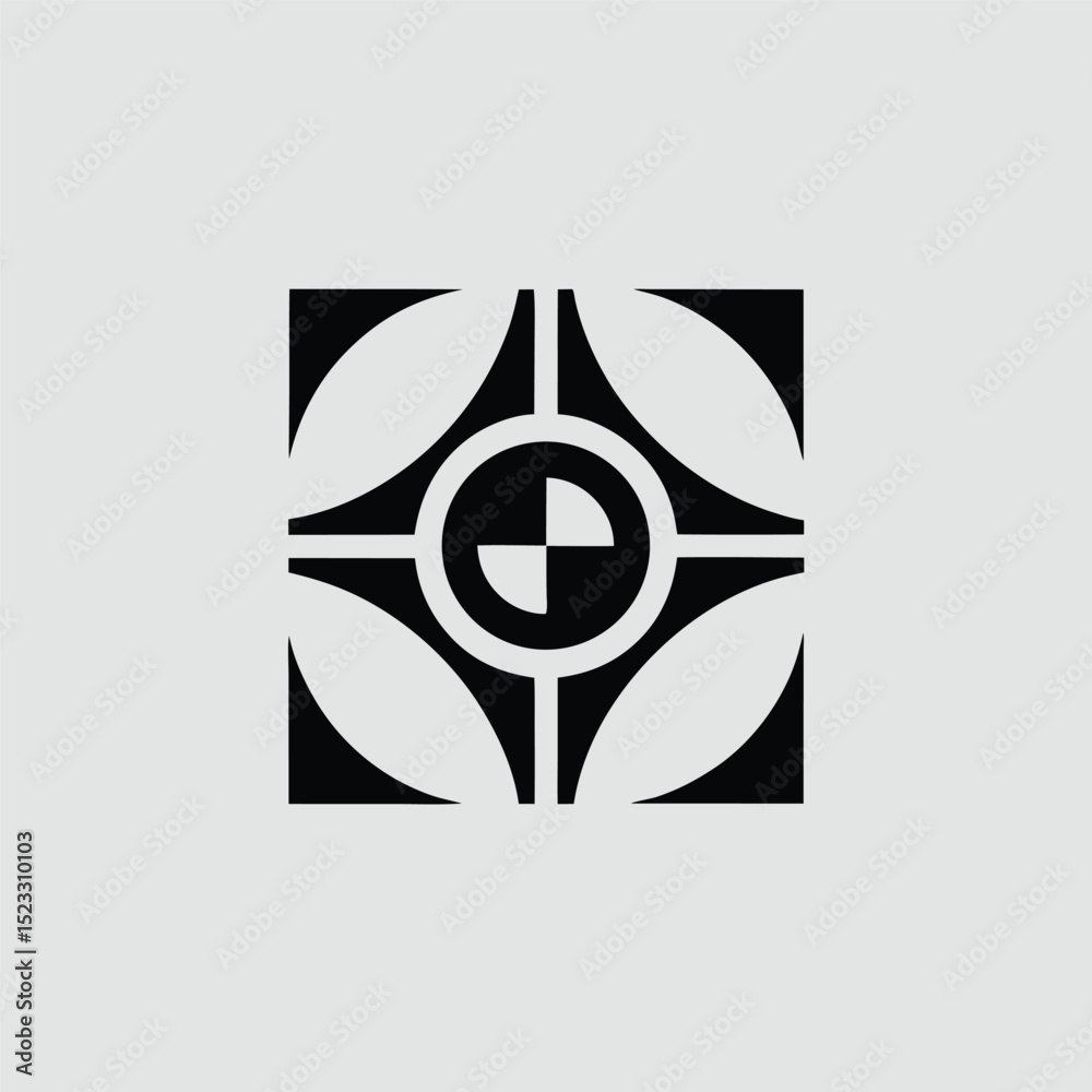 Poster abstract geometric design with symmetrical elements suitable for various applications