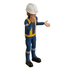 Isolate industrial worker is on the phone on transparent background