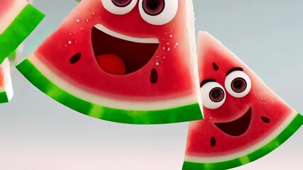 Cheerful smiling watermelon slices - Powered by Adobe