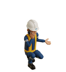 Isolate industrial worker is on the phone on transparent background