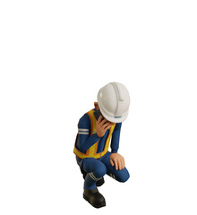 Isolate industrial worker is on the phone on transparent background