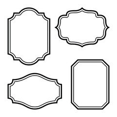 Vintage Label Frame Vector Set, Classic Outline Badge Templates.