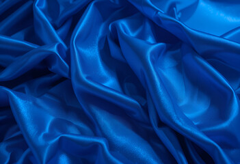 Obraz premium Royal Blue Satin Fabric With Draped Folds And Shiny Texture