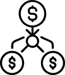 Obraz premium Black outline vector icon representing financial investment and growth concepts
