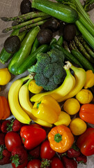 Healthy food color spectrum – natural produce arranged by hue