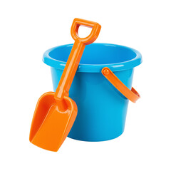Kids Plastic Sand Bucket with Shovel on White Background