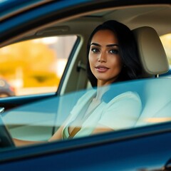 woman in car