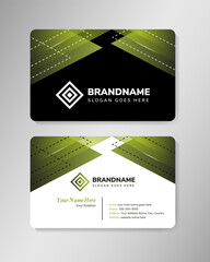 double sided business card design template. Simple Business Card design with triangle green gradient on white and black background. Modern Visiting Card template.