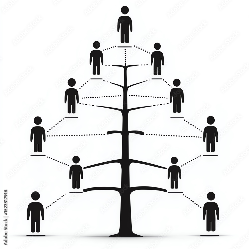 Aufkleber organizational chart illustrating hierarchical relationships among individuals. high resolution for 